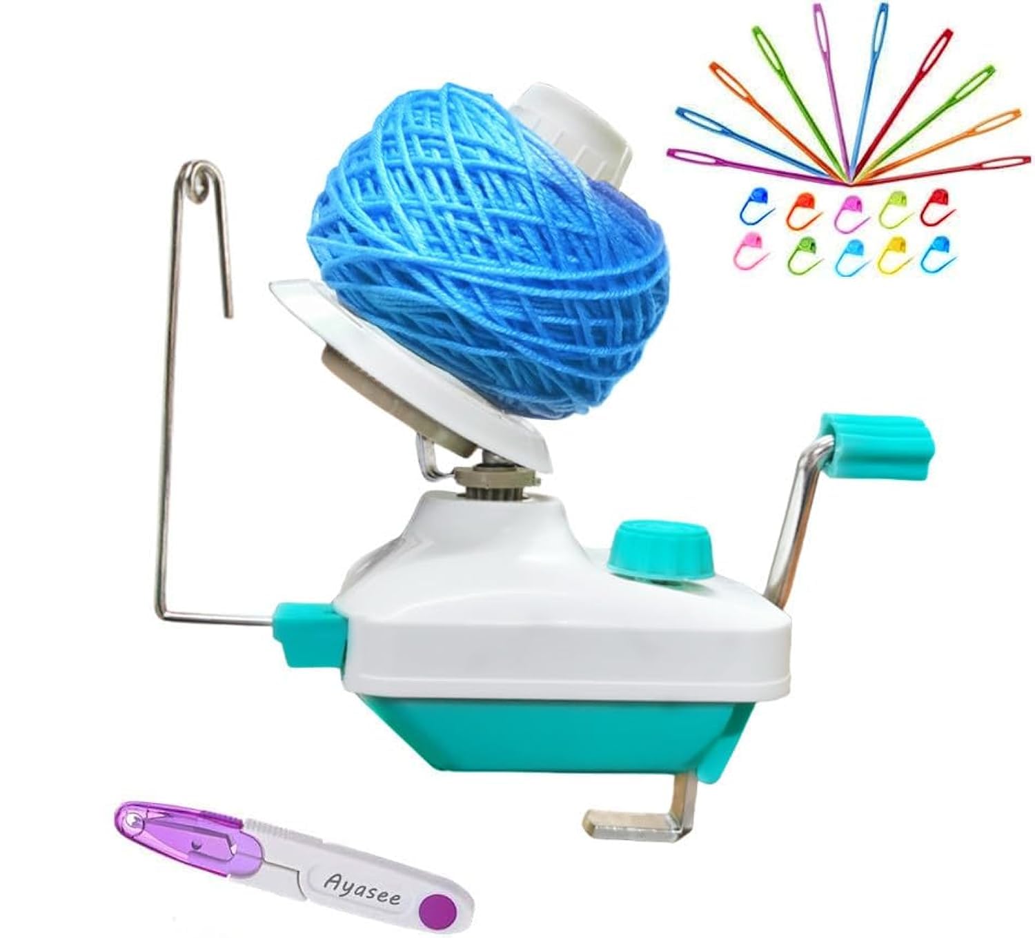 Ayasee Yarn Ball Winder for Crocheting & Knitting, Hands Operated Swift Yarn Tabletop Clamp, Crochet & Knitting Tools