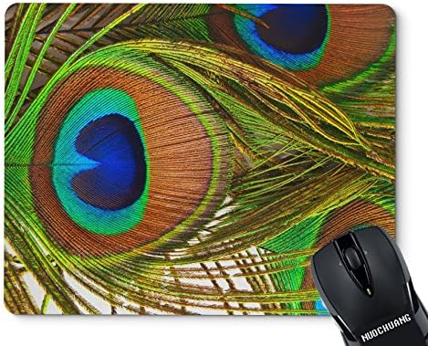 NUOCHUANG Bright Feathers Of A Peacock Close Up Non-Slip Rubber Computer Mouse Pad