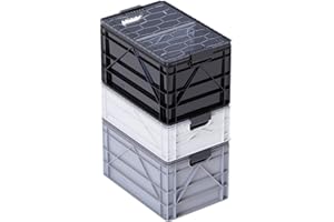 SIDIO CRATE Starter Pack - Two Full Size and One Half Size SidioCrate, Stackable Outdoor Organizer Storage Bins with Clear Lid and Dividers - GRAY SCALE Variety Pack