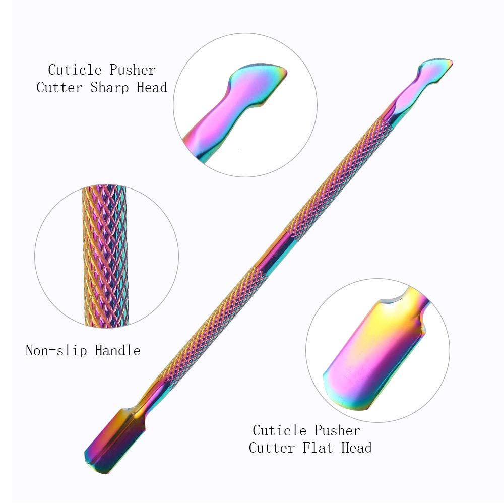 Cuticle Trimmer with Cuticle Pusher, Cuticle Remover Cutter Nipper Scissor and Triangle Cuticle Nail Pusher Peeler Scraper, Durable Dead Skin Clipper Manicure Pedicure Tools (Colorful Cuticle Tools): Beauty