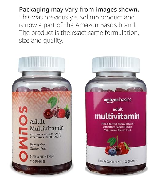 AMAZON BASICS ADULT MULTIVITAMIN, 150 GUMMIES, 75-DAY SUPPLY, MIXED BERRY & CHERRY (PREVIOUSLY SOLIMO)