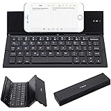 Folding Keyboard, Geyes Portable Ultra-Thin Rechargeable BT Wireless Keyboard Aluminum Alloy with Kickstand Universal fit iPh