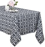 Benson Mills Geo Indoor/outdoor Spillproof Tablecloth (blue, 60-inch by 84-inch)