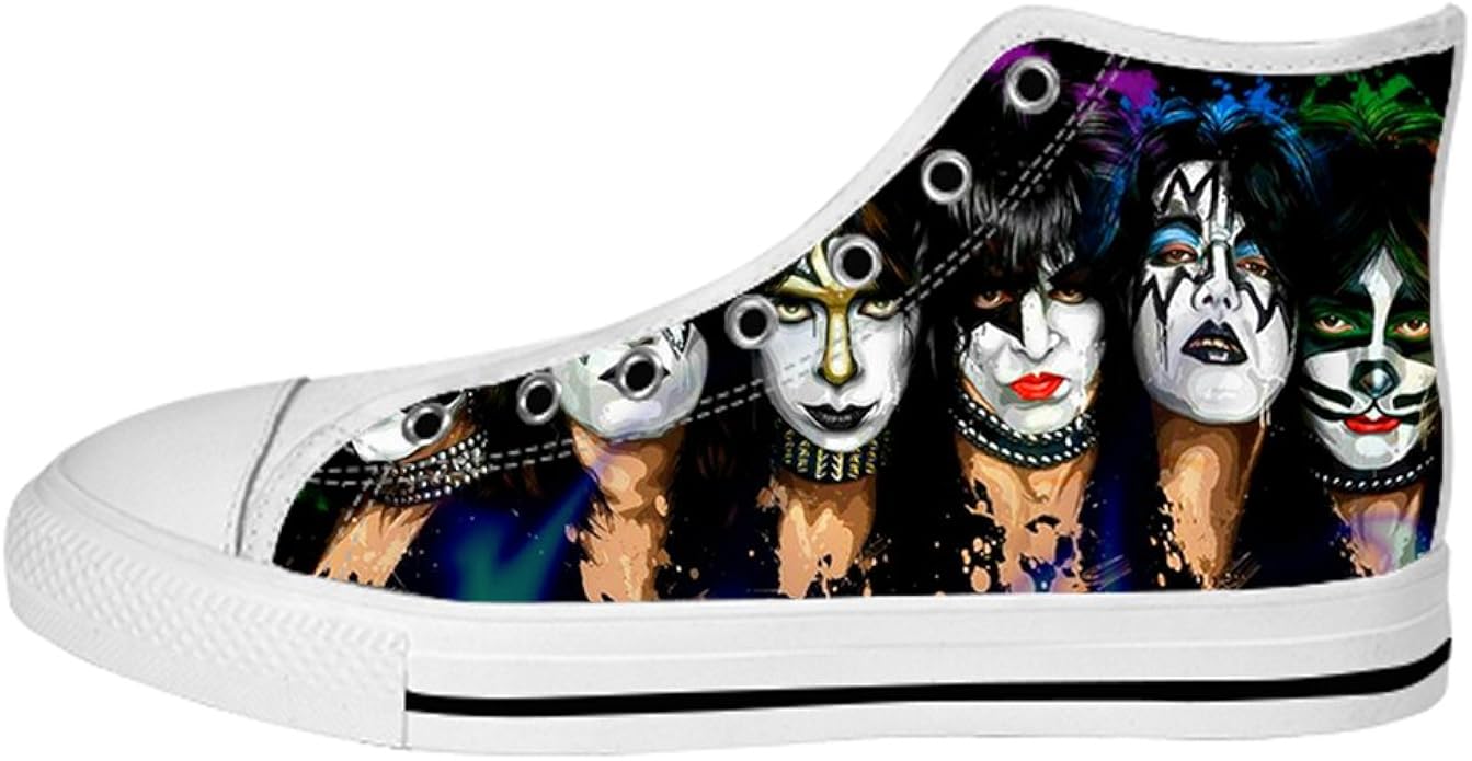 BLYO Custom Rock Band Kiss Band Custom High Top Canvas Shoes for Women