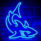 OvoNinn Shark Neon Sign Blue Neon Lights for Wall Decor Shark LED Neon Sign Dimmable Neon Light Up Signs for Bedroom Boys Room Bar Shark Wall Decor USB Powered Birthday Party Gift