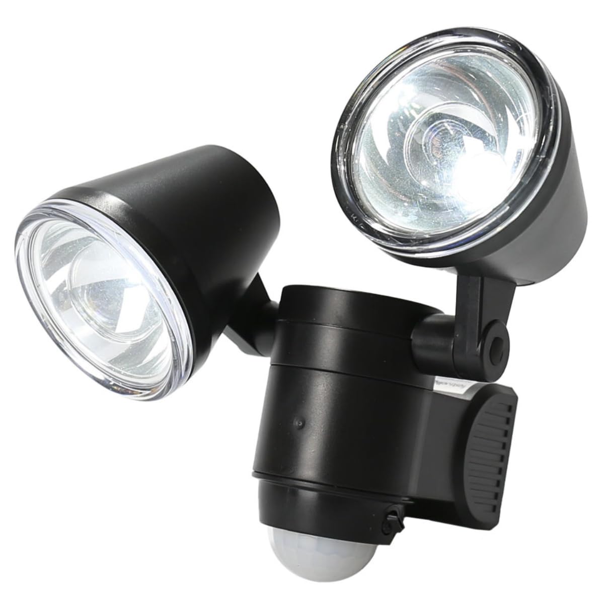 Festive Lights - 20cm Outdoor Twin Head Battery Operated Spot Light – PIR Motion Sensor, 350 Lumen, IP44 Weatherproof with Adjustable Beam & Timer – White LED Security for Garden, Doorways & Sheds