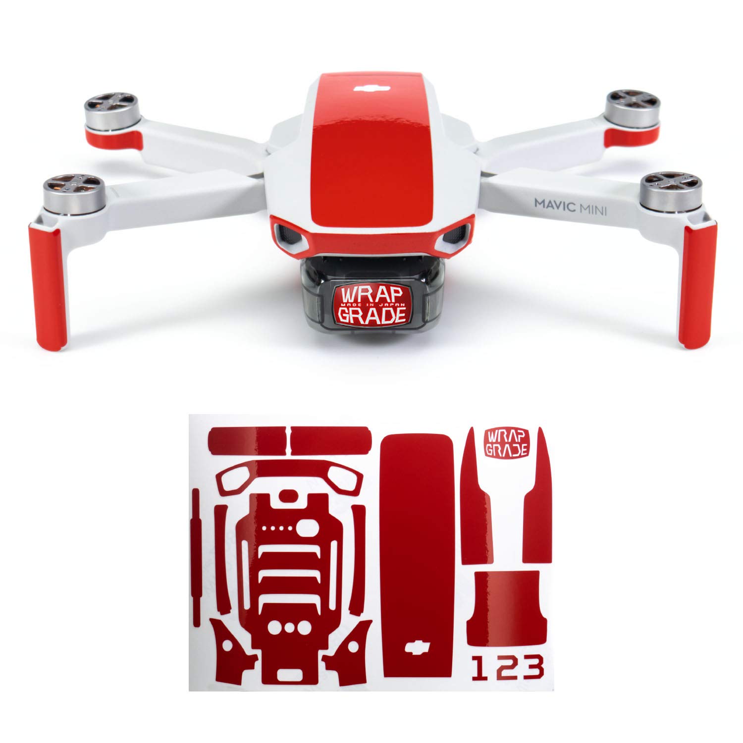 Wrapgrade Skin Sticker Compatible with DJI Mavic Mini | Accent Color (Super RED)
