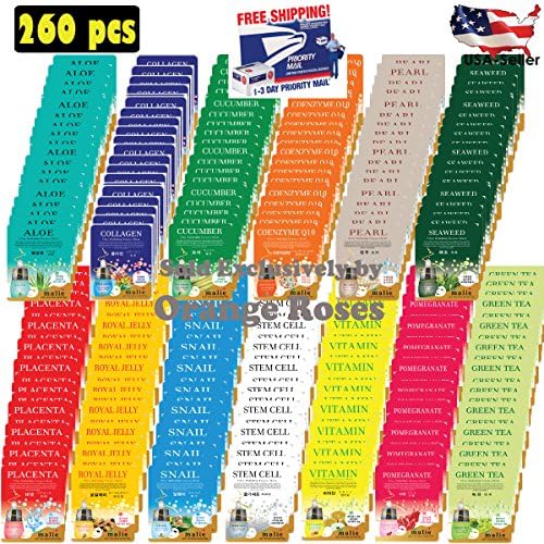 260 pcs Ultra Hydrating Essence Mask, Korean Facial Mask Sheet (20 x 13 Types), 20 Minute Moisturizing Skincare Cosmetic