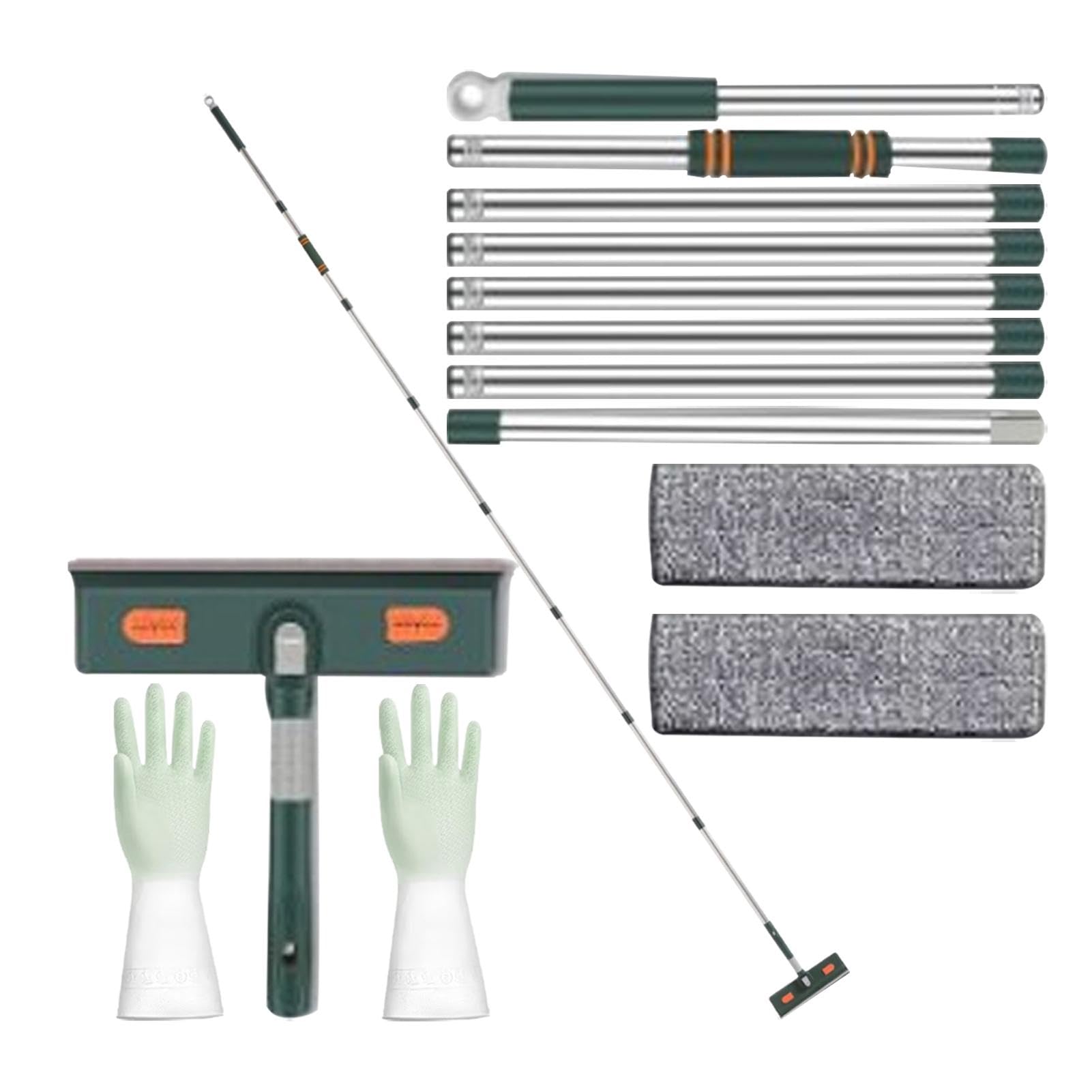 Photo 1 of 10Ft Window Squeegee with Extension Pole, 2 in 1 Window Washing Equipment with Gloves, Extendable Shower Glass Cleaner Tool for Home, Shower Glass, Car, RV