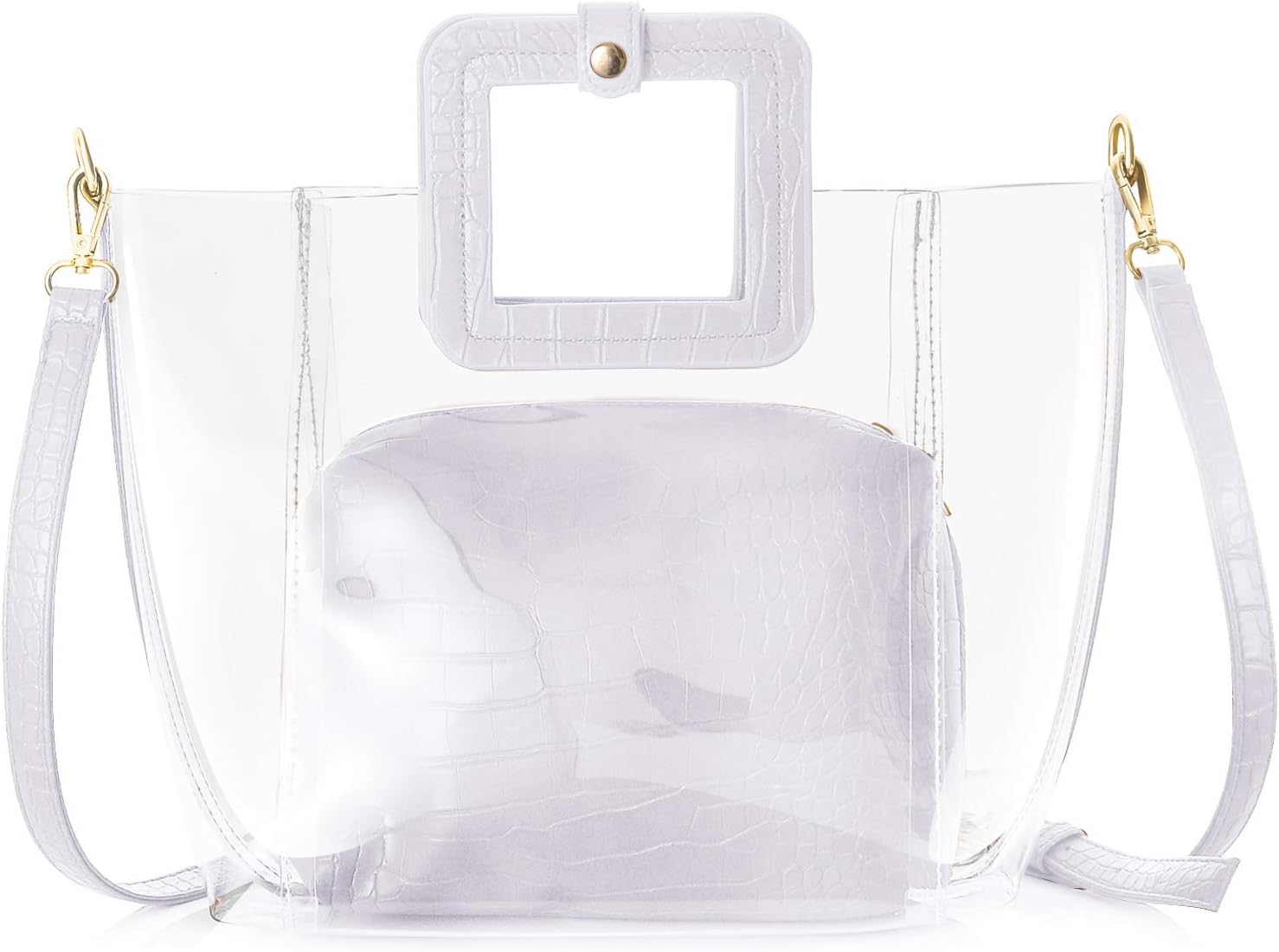 Clear Totes Handbag with Strap PVC Waterproof Purse Transparent Shoulder Bags Beach Crossbody Bags