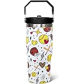 qwpmvhsak 30oz Softball Flip Tumbler with Handle lid and Straw,Softball Coffee Travel Mug Cup Water Botter,Softball Gifts for Women,Softball Stuff Decor Accessories
