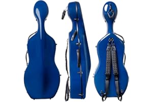 M MI & VI MI&VI CC-7002 Classic Carbon Fiber Composite Cello Case (Full Size) 4/4 with Wheels | Carry Straps | 11.5lb Lightweight | Tough Shell (Navy)