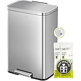 EKO Madison Matte Stainless 50 Liter/13.2 Gallon Step Trash Can w/Inner Liner - Fingerprint Resistant Finish