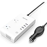 BESTEK 200W Power Inverter, DC 12V to AC 110V Car Inverter with Total 7.8A 4 USB Ports Multi-Protection Car Charger Adapter, 