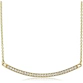 Gem Stone King 10K Yellow Gold Lab Grown Diamond Curved Necklace for Women | 0.14 Cttw | Gemstone April Birthstone | With 18 Inch Chain