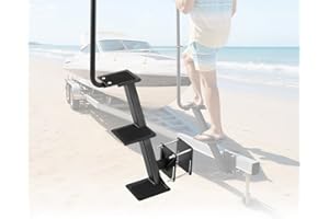 VEVOR Boat Trailer Steps, 3-Step, Heavy-Duty Boat Trailer Steps with Handle, Non-Slip Surface, 3 Mounting Angle Options, Carb