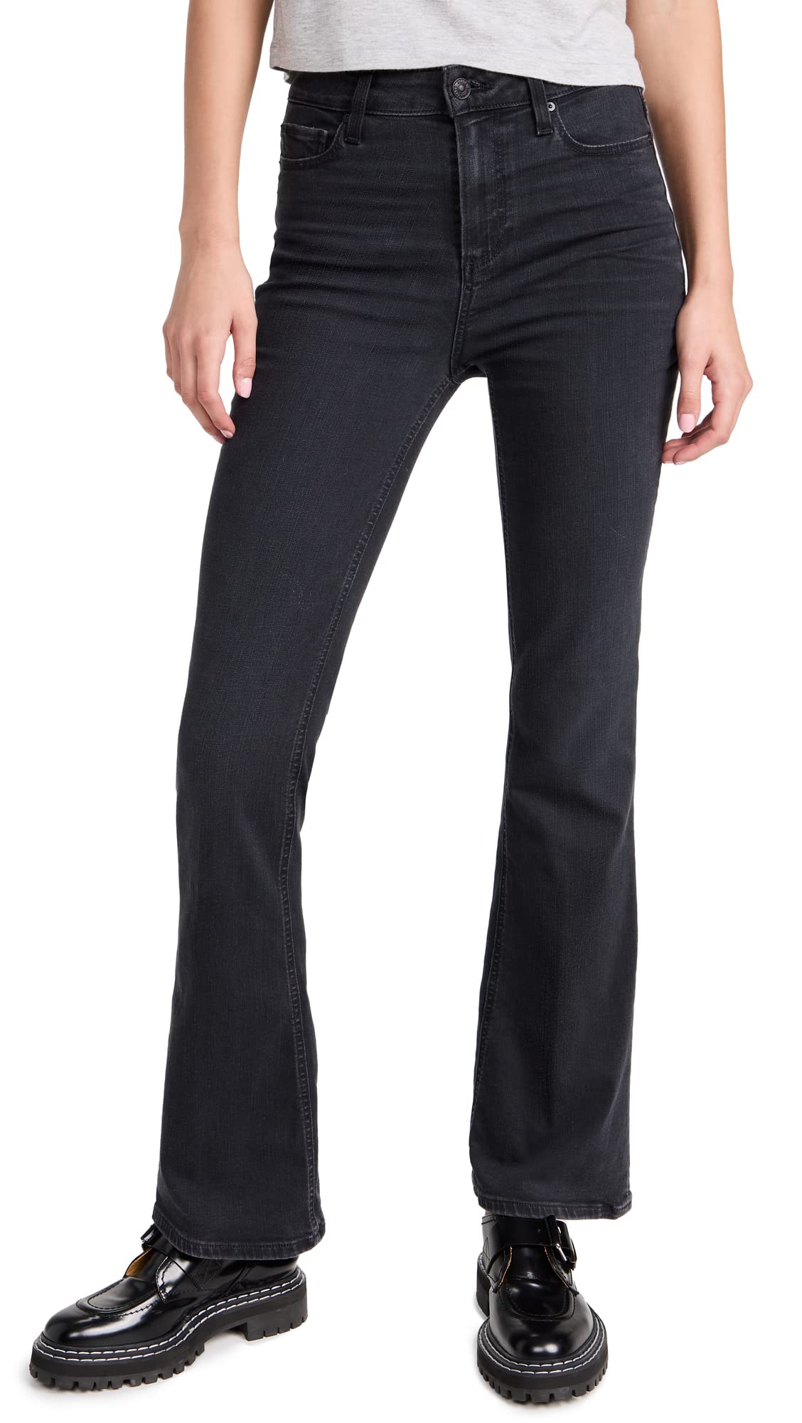 PAIGE Women’s High Rise Laurel Canyon Jeans, Black Willow, 24
