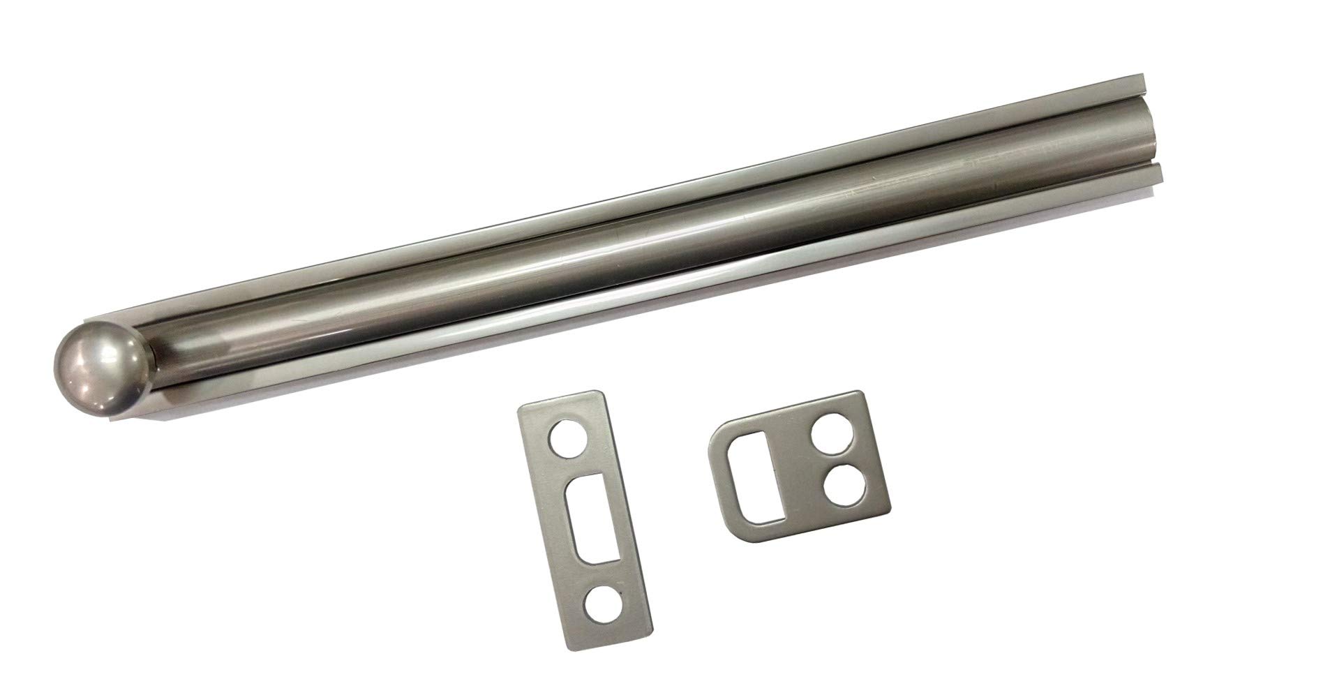 QCAA Solid Brass Surface Bolt, 6", Satin Nickel, 1 Pack, Made in Taiwan