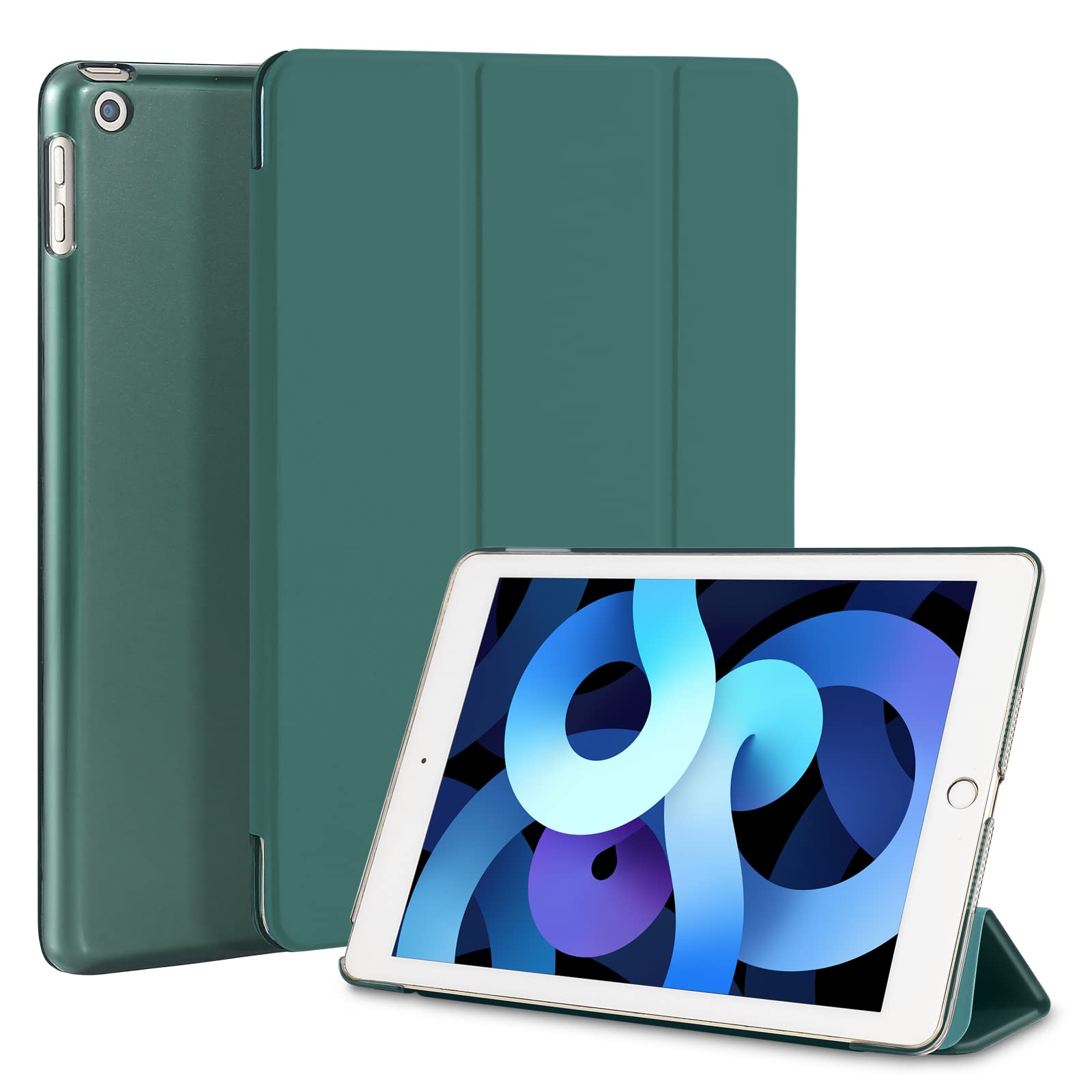 4UBonLife Case for iPad 5th /6th Generation Case 9.7 inch 2018/2017, Slim Lightweight Stand Hard Shell Smart Case with Translucent Frosted Back Cover for Apple iPad 5/6 Gen, Night Green — image 1