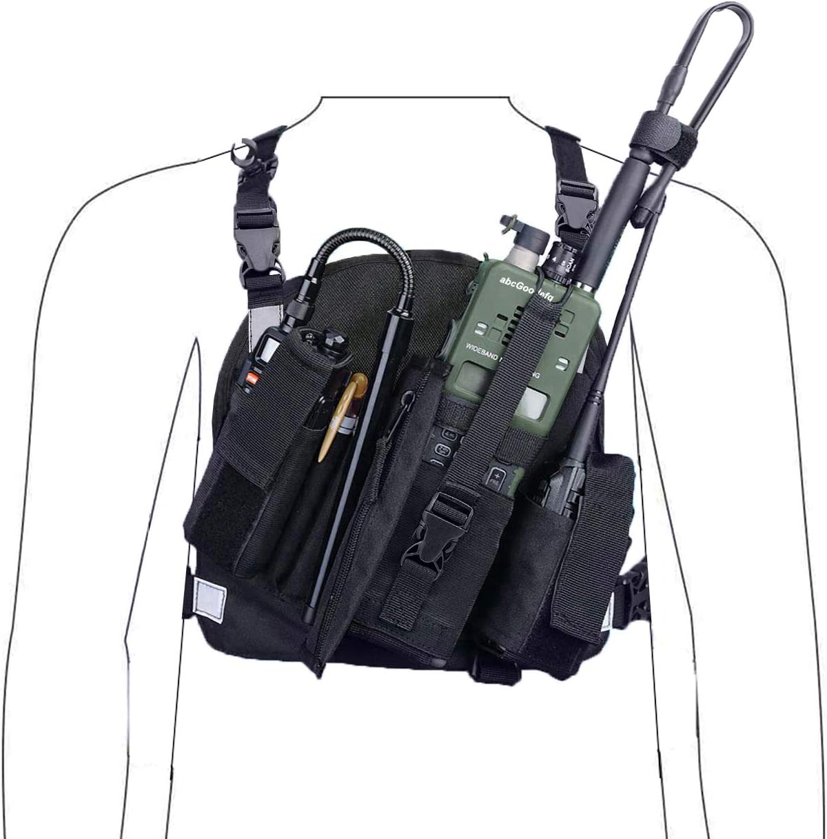abcGoodefg Radio Chest Harness Chest Front Pack Pouch Holster Vest Rig for Two Way Radio Walkie Talkie(Rescue Essentials)