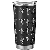 Yasala Tumbler Happy Dancing Skeleton Insulated Halloween Office Coffee Cup Back to School Beverage Container Travel Mug with Straw and Lid Double Wall Stainless Steel 20oz