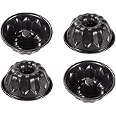 Webake 4 Inch Mini Fluted Tube Pans Nonstick Bakeware Set of 4, Angel Food Cake, Kugelhopf, Brownie
