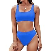 Pink Queen Women's Crop Top High Waisted Cheeky Bikini Set Two Piece Swimsuits