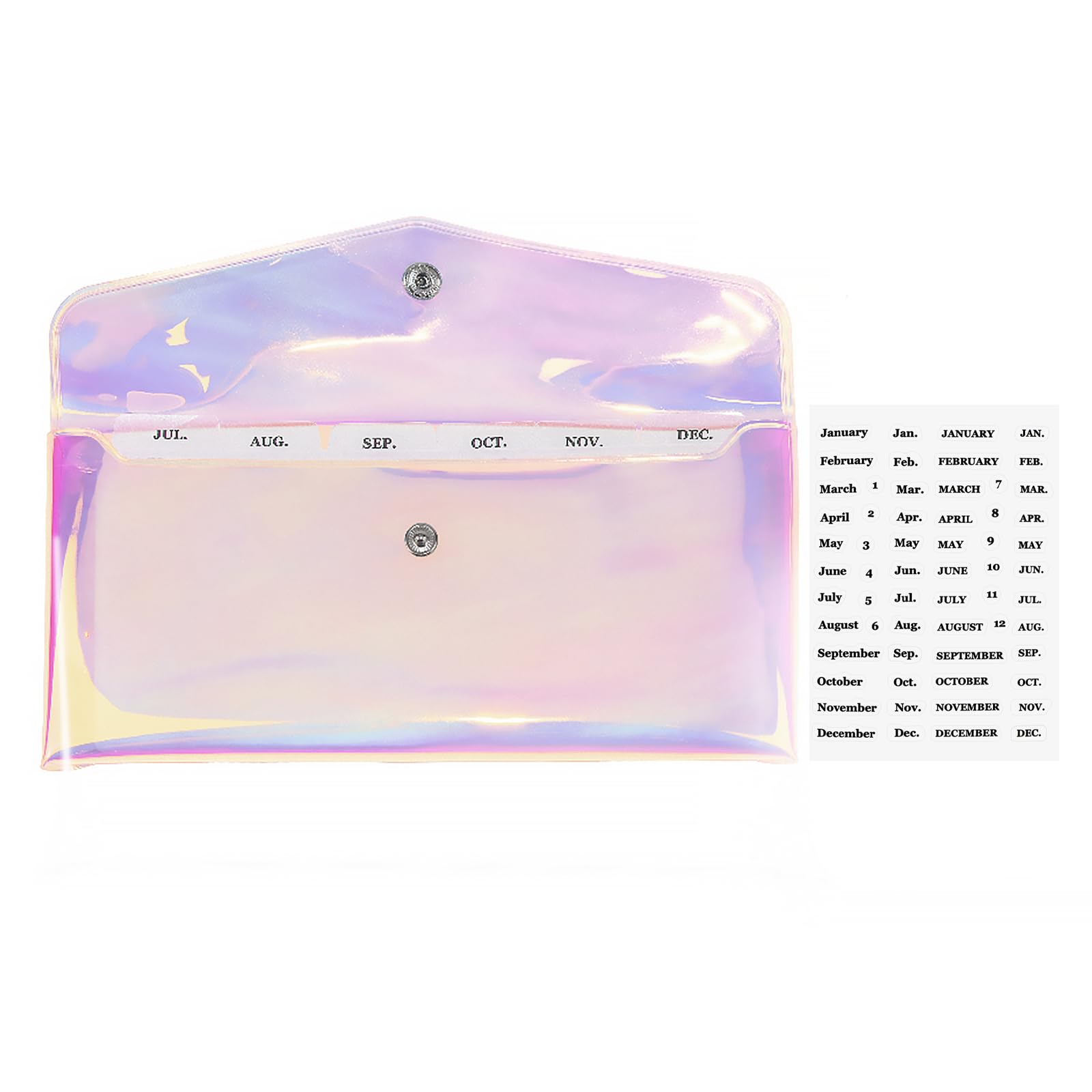 NatSumeBasics Cash Envelope Wallet Clear Rainbow Budget Wallet with 6 Money Divider Pockets and Tab Stickers for Bill Receipt Cash Organizer Holder System (Rainbow)