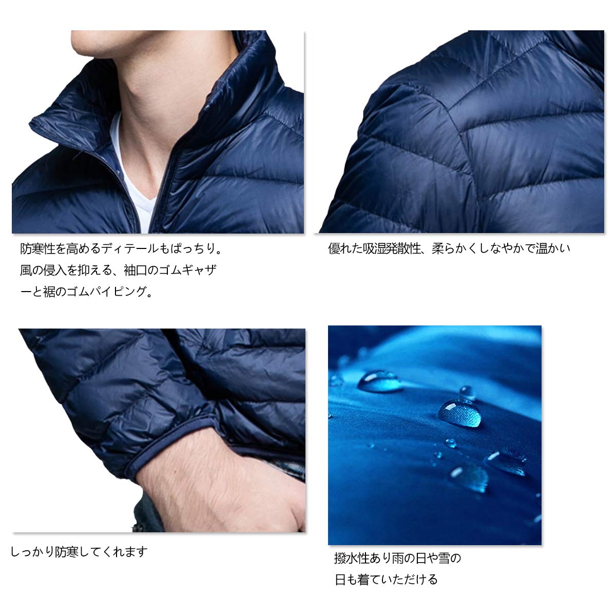 ダウンジャケット防風 収納 防寒 ダウン コート（black L）