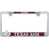Elektroplate Officially Licensed – Texas A&M University Chrome Metal License Plate Frame with 3D Texas Logos affixed | Premium Metal Car Tag Holder | Weather-Proof Automotive Accessory