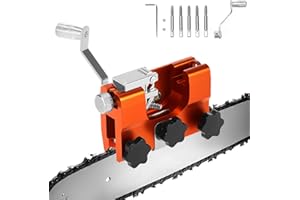 QWORK Chainsaw Sharpening Jig with 5 Grinding Heads, Manual Chainsaw Chain Sharpening Jig Tool, Compatible with 8-22 Inch Cha