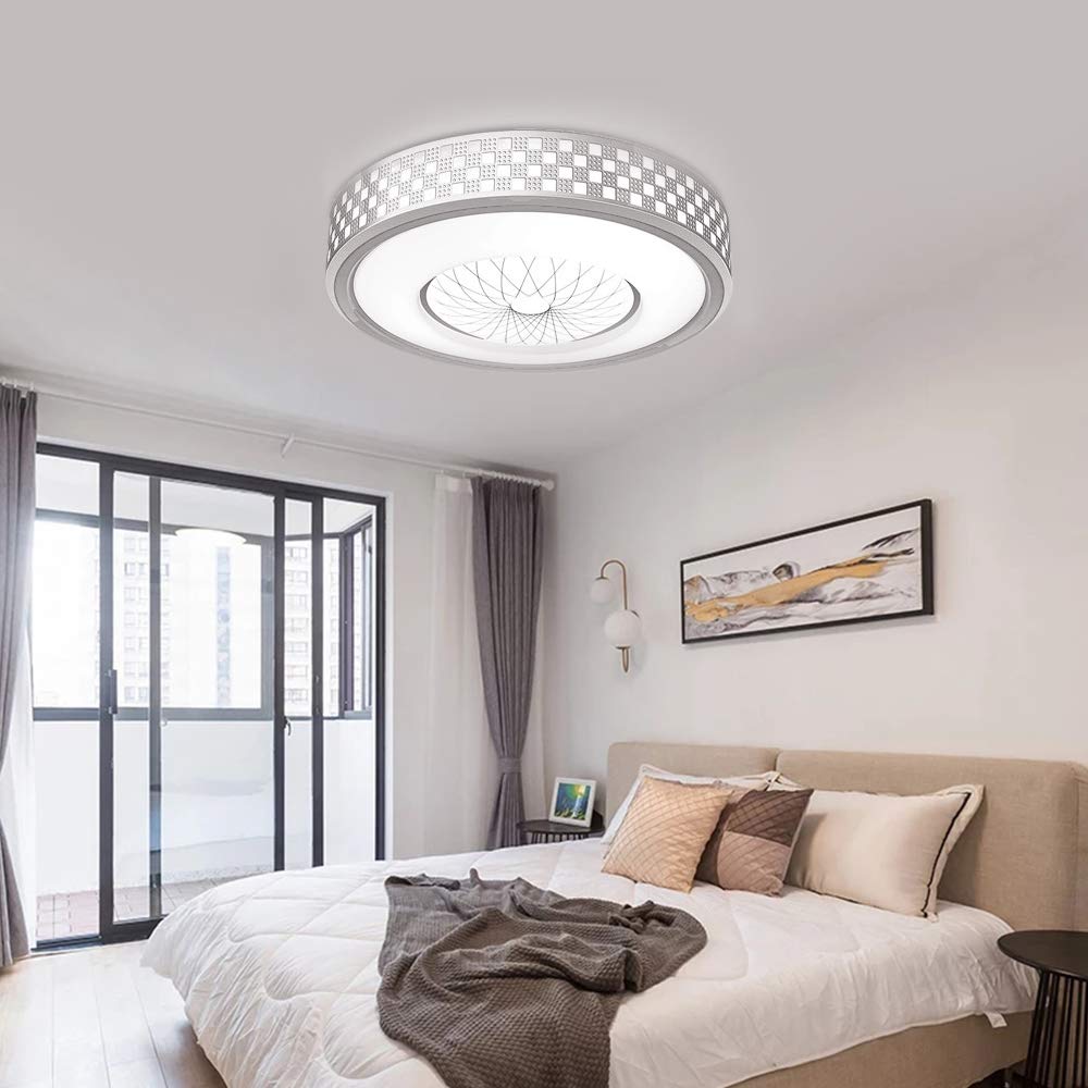 Neporal 30W Ceiling Fixture Dimmable 3 Color Temperature Adjustable 16 Inch Flush-Mount-Ceiling-Light-LED Modern for Bedroom Study Living Room Kitchen