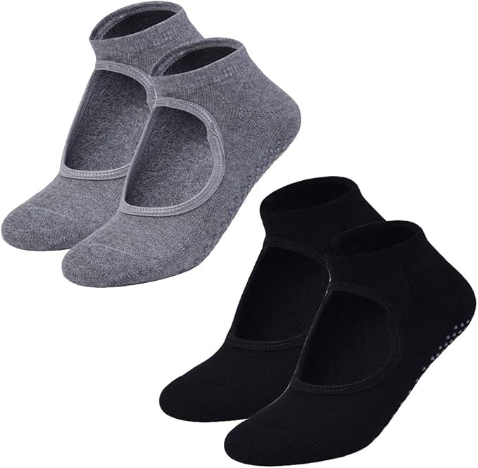 Amazon.com: 2 pares de calcetines de yoga antideslizantes ...