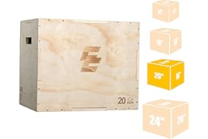 Holleyweb 3 in 1 Wood Plyo Box,Plyometric Jump Box Non-Slip for Skipping,Jumping,Box Jump,Squats,Dips,Rounded Corners for Safety