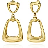Cicy Bell Huggie Hoop Earrings for Women 18k Gold Plated Trendy Chunky Personalized Statement Drop Earrings for Gifts