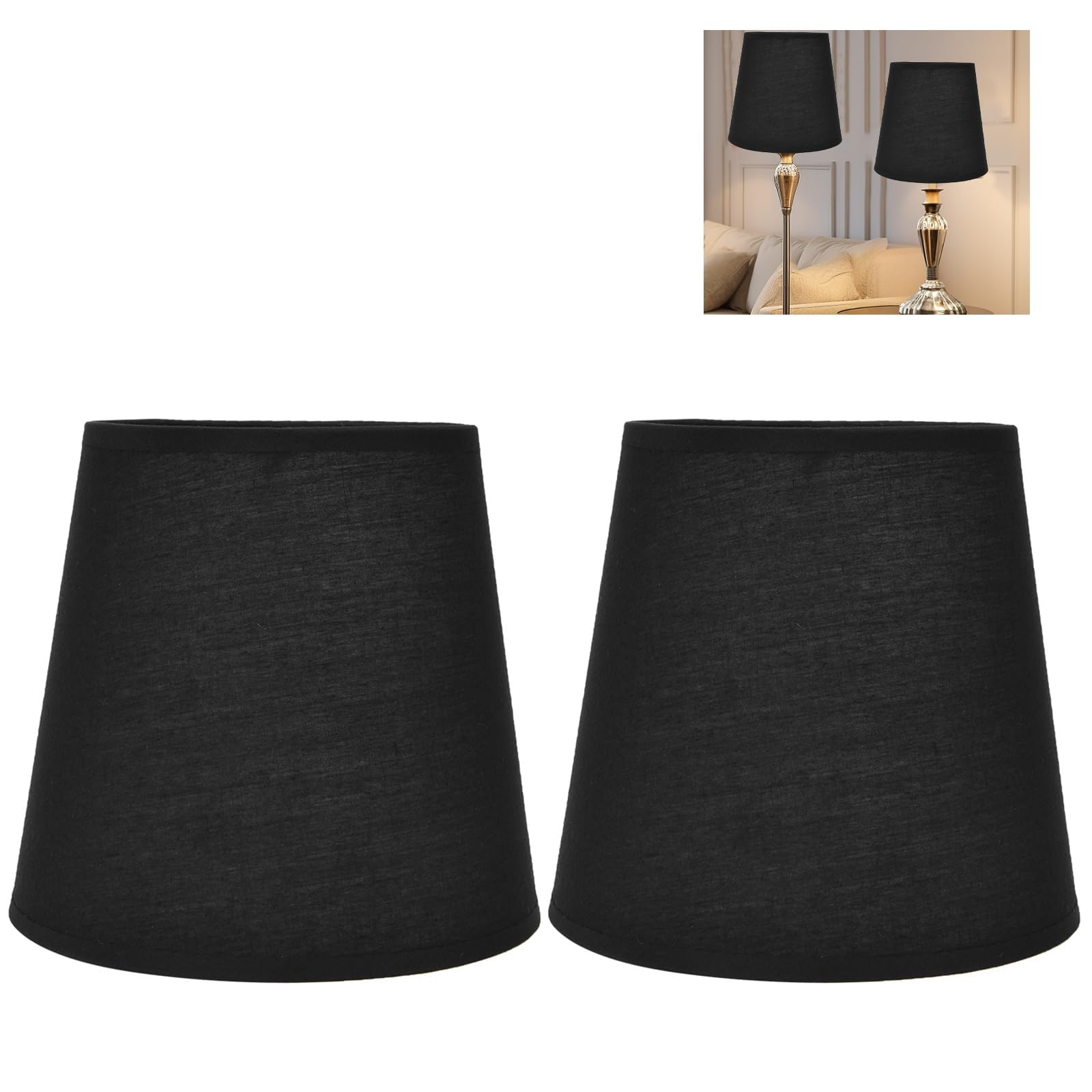 GAESHOW 2 Pcs mall Lamp Shade, 6" E14 Cloth Lamp Shades, Linen Burlap Lamps Shades, Table Lamp Lightshade, Wall Lamps Shade, Chandelier Lampshade Decor, 11.2 x 15 x 14cm