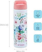 Smash Stainless Steel Drink Bottle 750ml Pink with Sipper Lid view 3