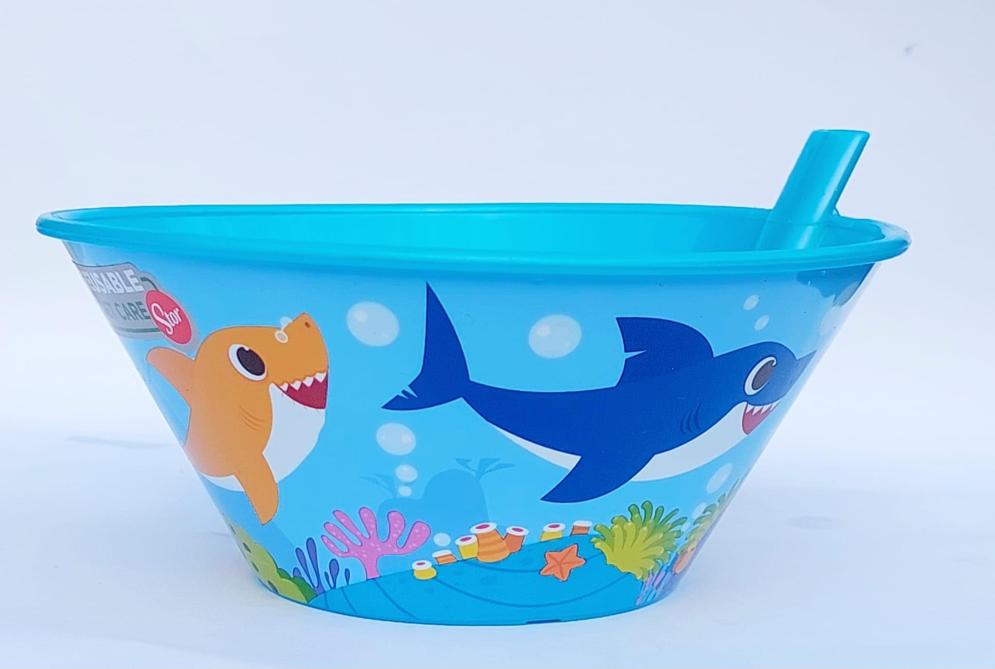 Stor Sippy Bowl with Straw, 500 ml. (Baby Shark)