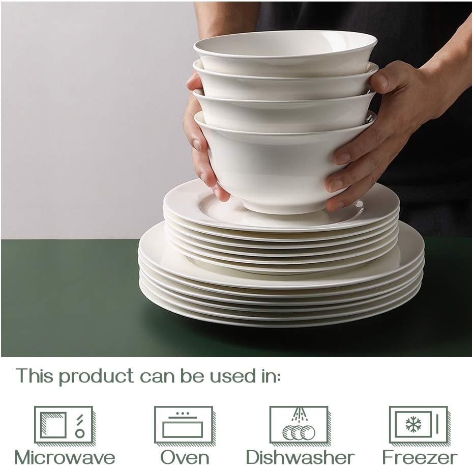  | DOWAN Soup Bowls for Kitchen, White Deep Cereal Bowls, 20 Ounces Classic Round Style Ceramic Bowls Set For Cereal Soup Oatmeal Dessert, Dishwasher and Microwave Safe, Set of 6: Cereal Bowls