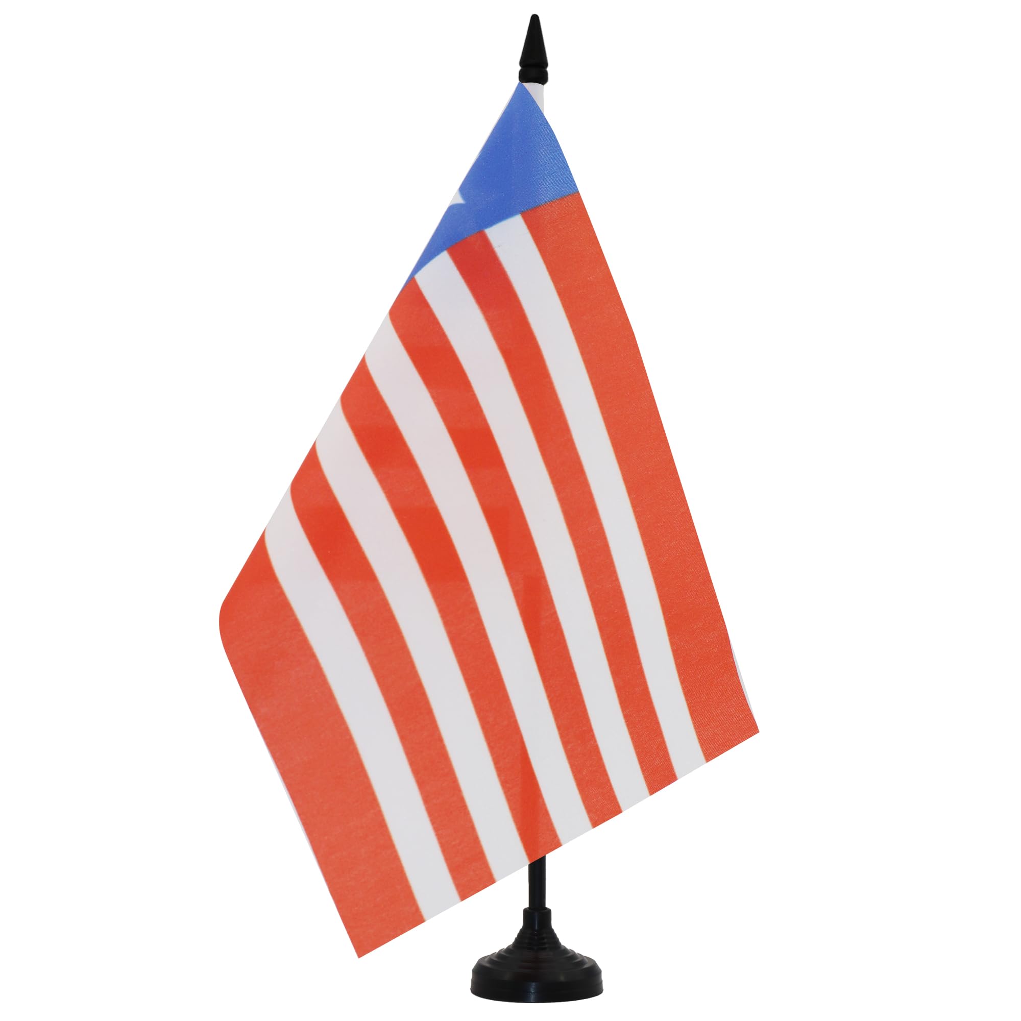 AZ FLAG Liberia Table Flag 5'' x 8'' - Liberian Office Decoration 100% Polyester 21 x 14 cm - Mini Desk Flag with Pole and Black Plastic Base