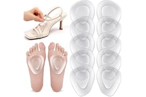 Shynek 10 Pack Metatarsal Pads for Foot Ball of Foot Cushions for Heel, Soft Gel Self Adhesive Foot Pad Insoles Forefoot and Sole Support, Pain Lessen Metatarsalgia Morton's Neuroma for Women and Men