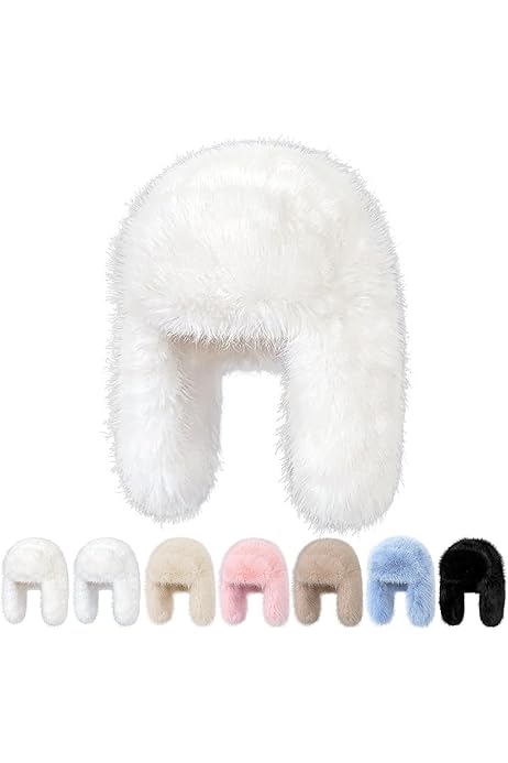 Buffalo Hat Women Men Winter Furry Plush Snow Trapper Hat Cute Ox