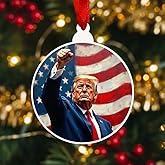 Trump Christmas Ornaments 2025 - USA American Fist Flag Patriotic US Ornament Gift Decoration