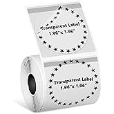Phomemo Transparent Thermal Labels for M110/M220/M100/M120/M250 Label Maker,1.96"x1.96"(50x50mm),140 Labels/Roll, Multi-Purpose Self-Adhesive Original Stickers for Barcode/Logo/Business/Home Tag