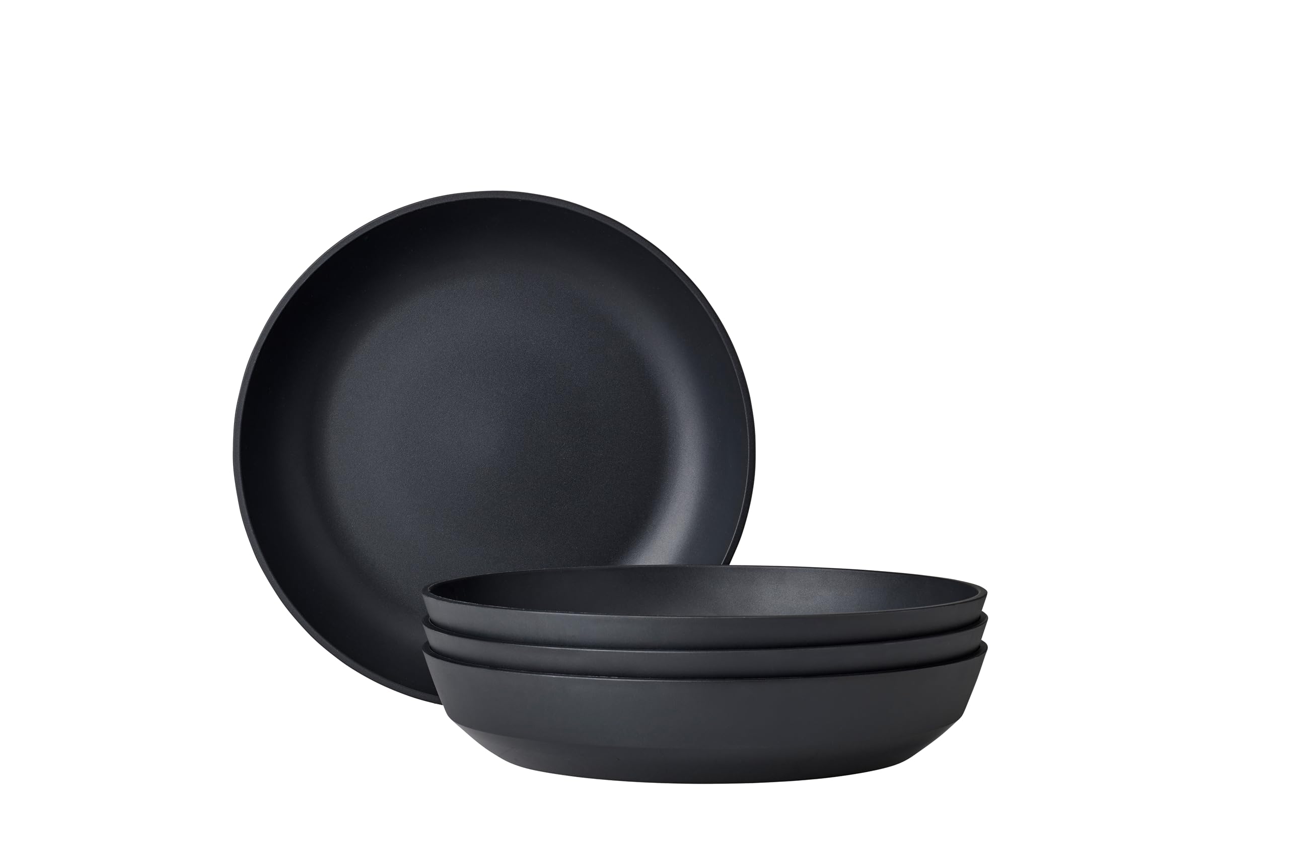 Mepal - Deep plate 4 pieces Silueta - Dishwasher & microwave resistant - Plastic plates - Dinner plates - Tableware - 21 cm - Nordic black