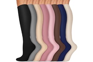 ISEASOO Copper Compression Socks 15-20 mmHg for Men & Women 8 Pairs – Circulation Support for Nurses, Travel, Running, Hiking, Soccer