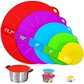 Guvvie Silicone lids - 5 Pack Heat Resistant Microwave Splatter Cover, Reusable silicone Suction lids for food storage Fits Bowls, Cups, Skillets, Plates, Pots, Pans StoveTop, Oven, Fridge Safe