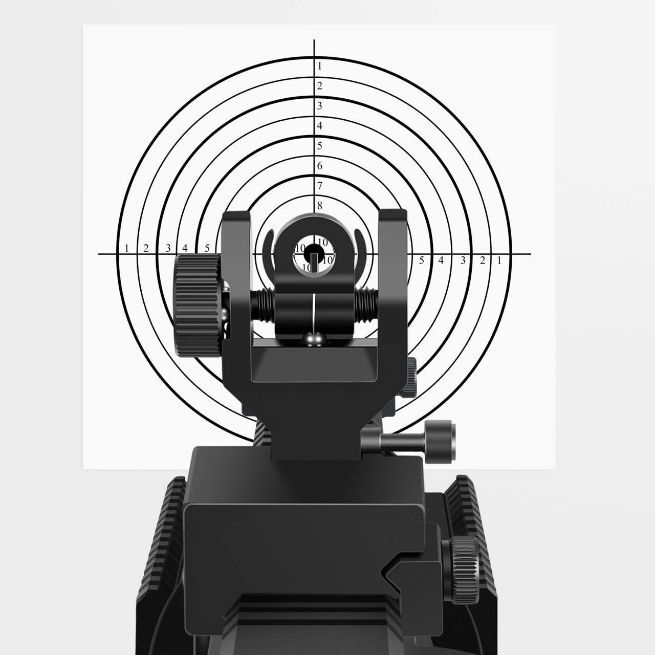 Feyachi Flip Up Rear Front and Iron Sights Best Backup fits Picatinny & Weaver Rails Black: Sports & Outdoors