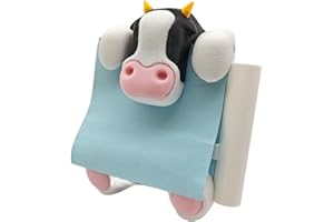 RhyNSky Cow Sticky Note Holder Pop-up Note Dispenser with Pen Holder for Desk Home Office Accessories, 3x3 In, Black, C18