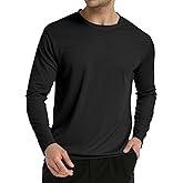 Long Sleeve Rash Guard for Men: Mens Dri Fit Sun Protection Fishing Tee SPF Shirts UPF 50+ Uv Cooling Moisture Wicking Thermal Quick Dry Men's t Shirt for Work Swim Workout Running Gym Athletic Black